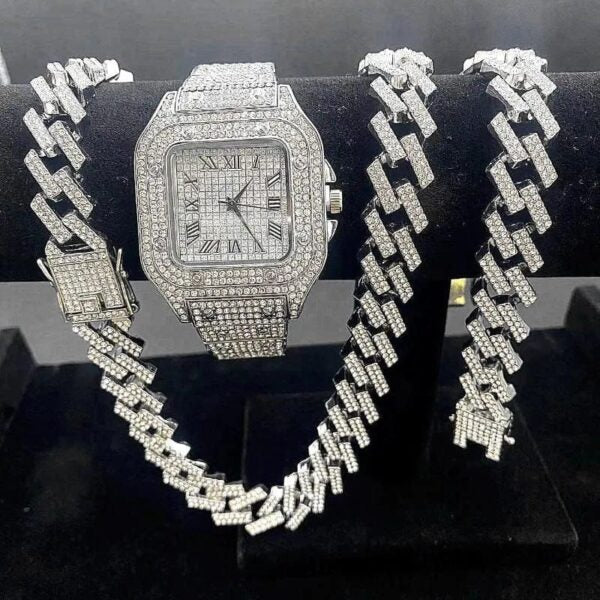 3PC Necklace +Watch+Bracelet Hip Hop